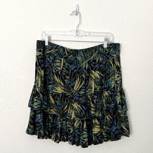 [ASOS Curve] Tropical Palm Print Ruffle Tiered Mini Skirt Elastic Waist Size 18